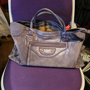 Mousse | Purple Printed City Canvas Large Bag with Shoulder Strap - NWOT